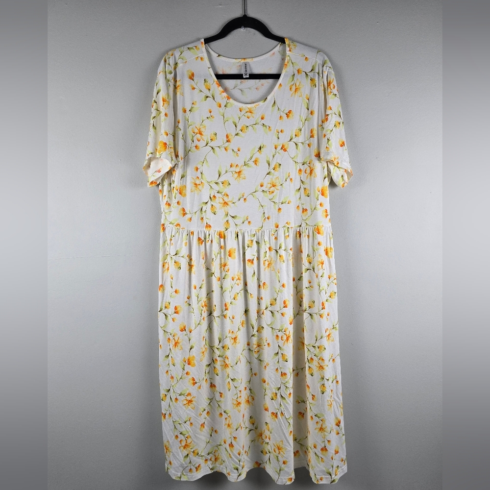 Floral White and Yellow Summer plus size Dress